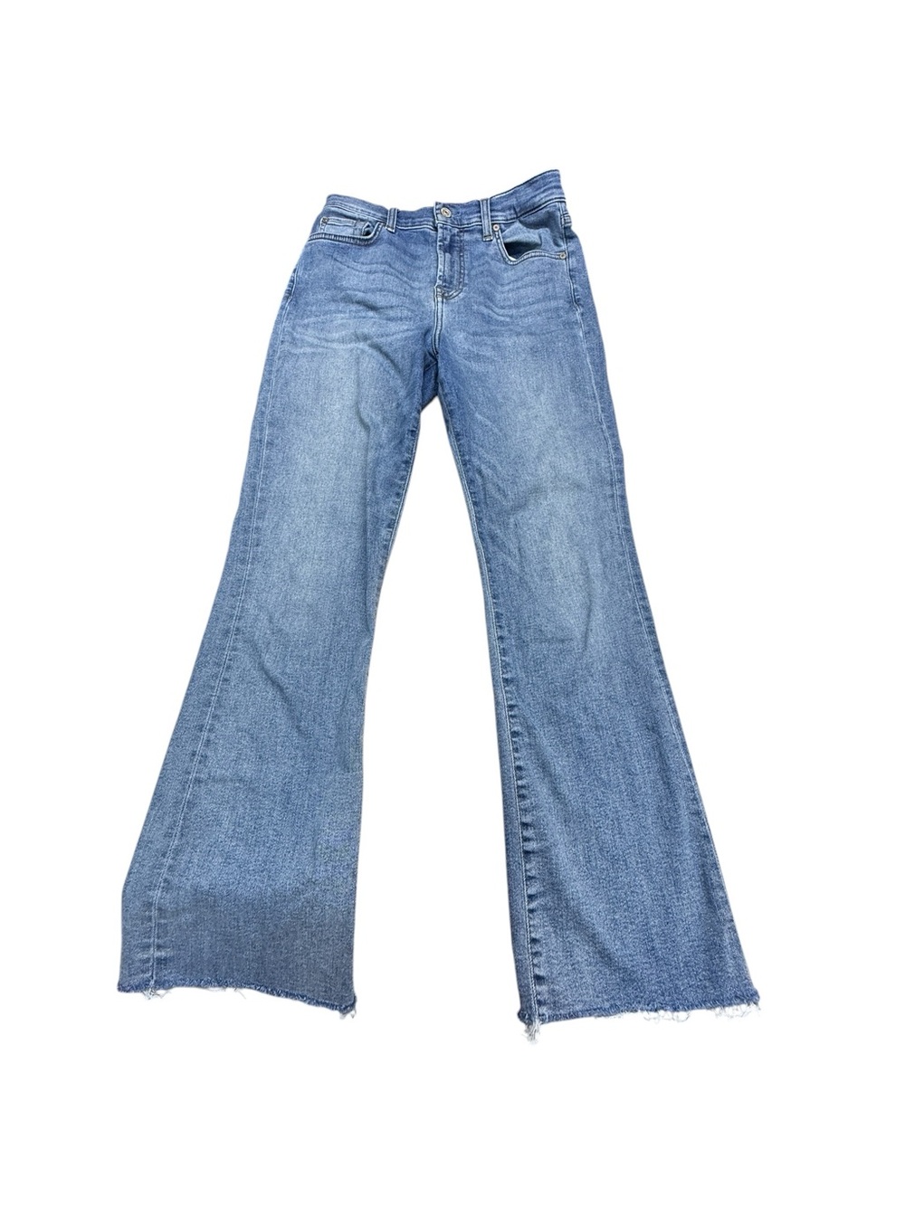 7 For All Mankind High-Waisted Slim Kick Jeans | Size 26 | Polar Sky | Raw Hem